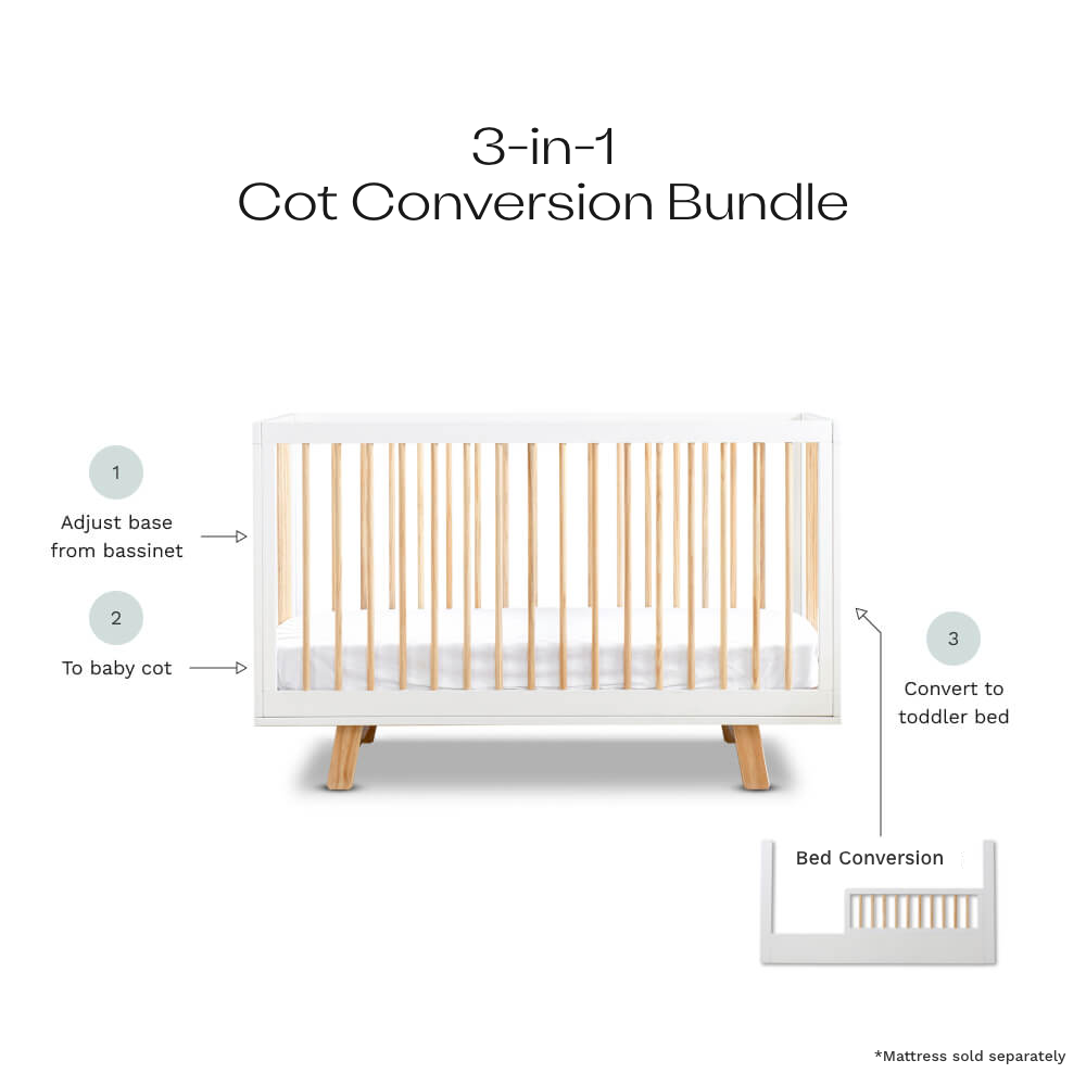 Aspen White/Natural 3-in-1 Cot Conversion Bundle