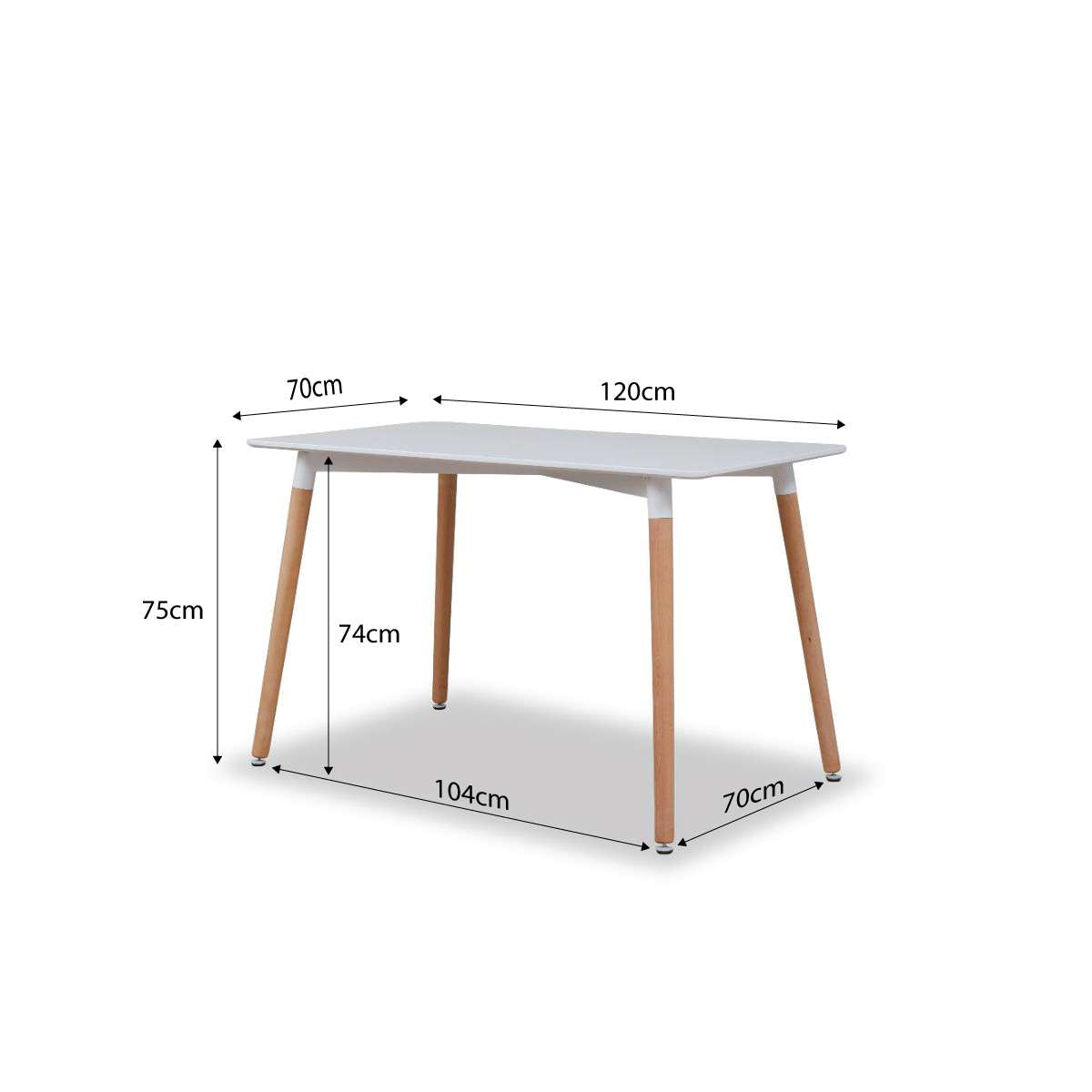 Contemporary 4 Seater Dining Table - White