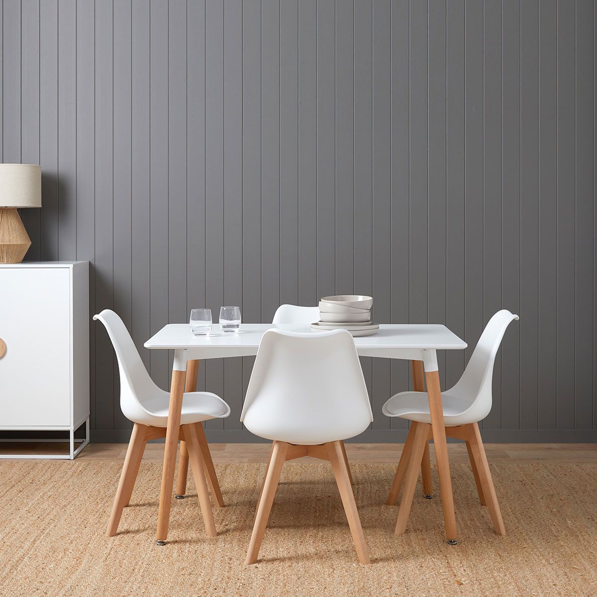 Contemporary 4 Seater Dining Table - White