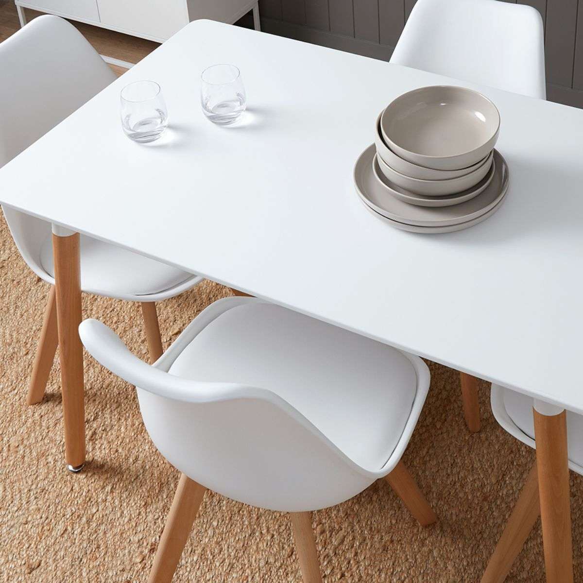 Contemporary 4 Seater Dining Table - White