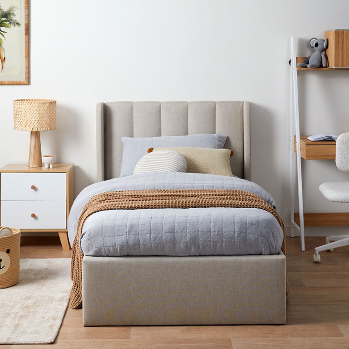 Quinn King Single Bed - Natural