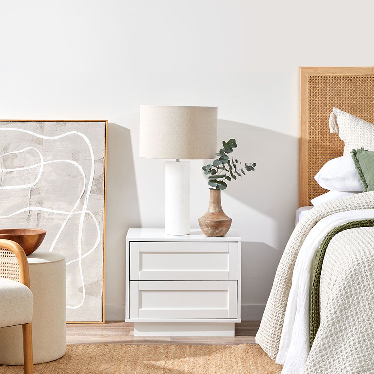 Eros Bedside Table - White