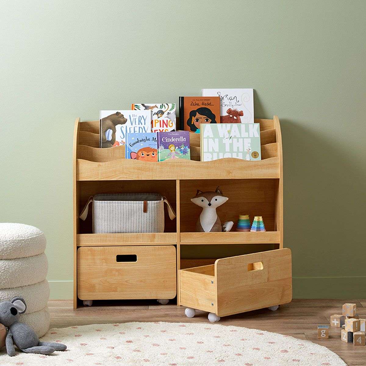 Theo Kids Bookshelf and Toy Drawer Organiser
