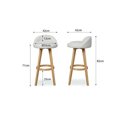 Jamie Bar Stool - Set of 2 - Cream Boucle