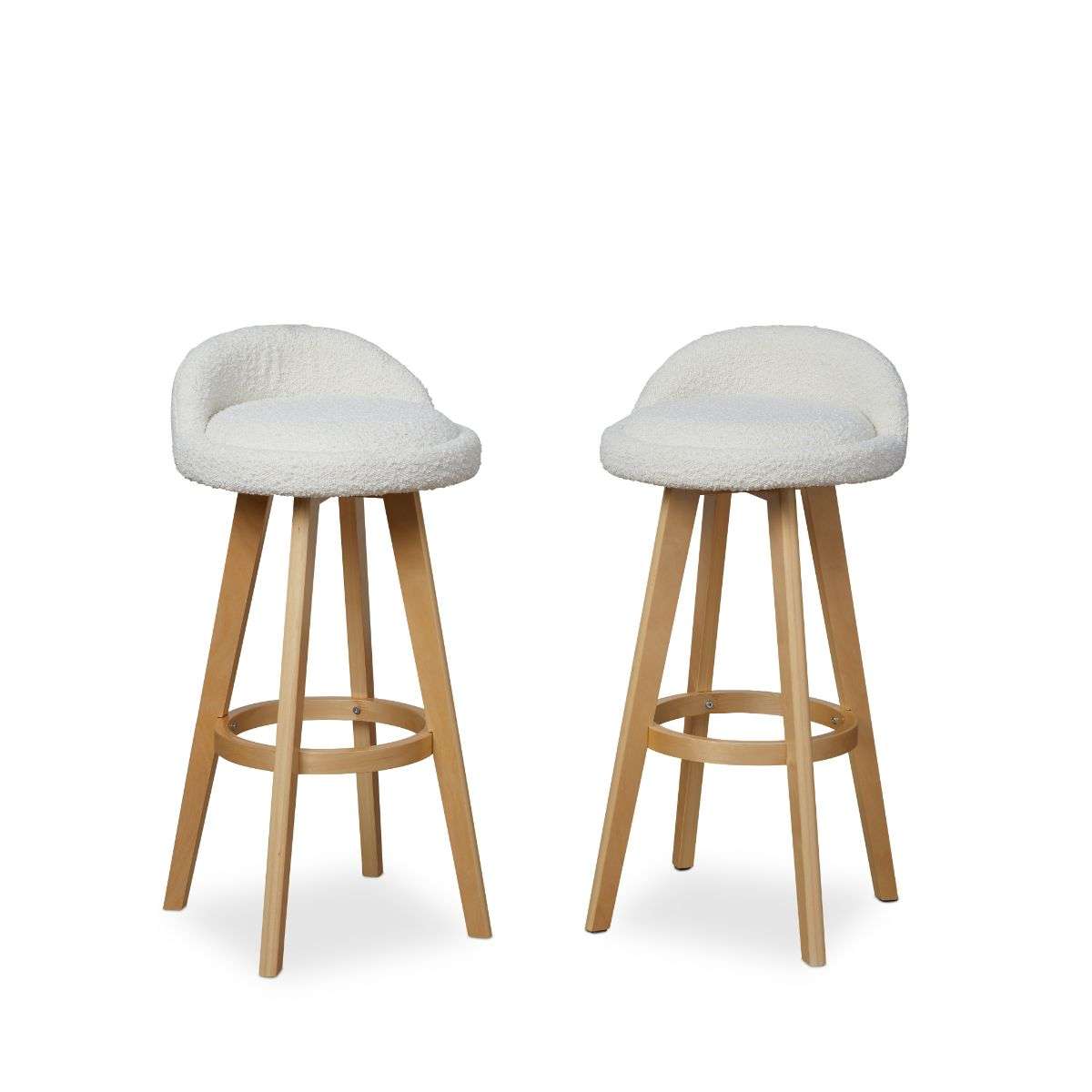 Jamie Bar Stool - Set of 2 - Cream Boucle