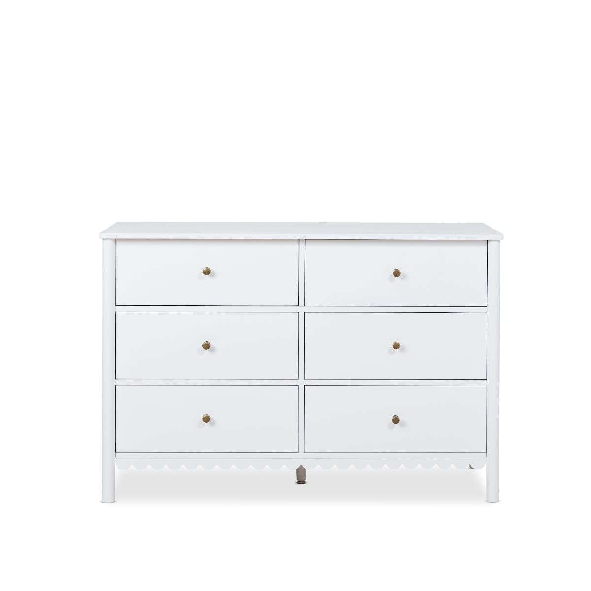 Maisie Scalloped Six Drawer - White