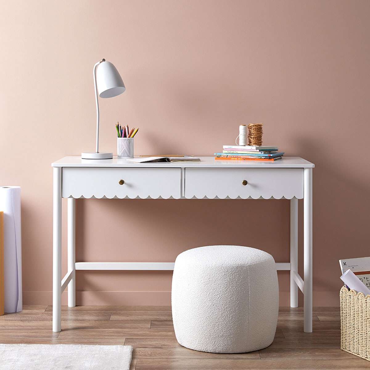 Maisie Scalloped Desk - White