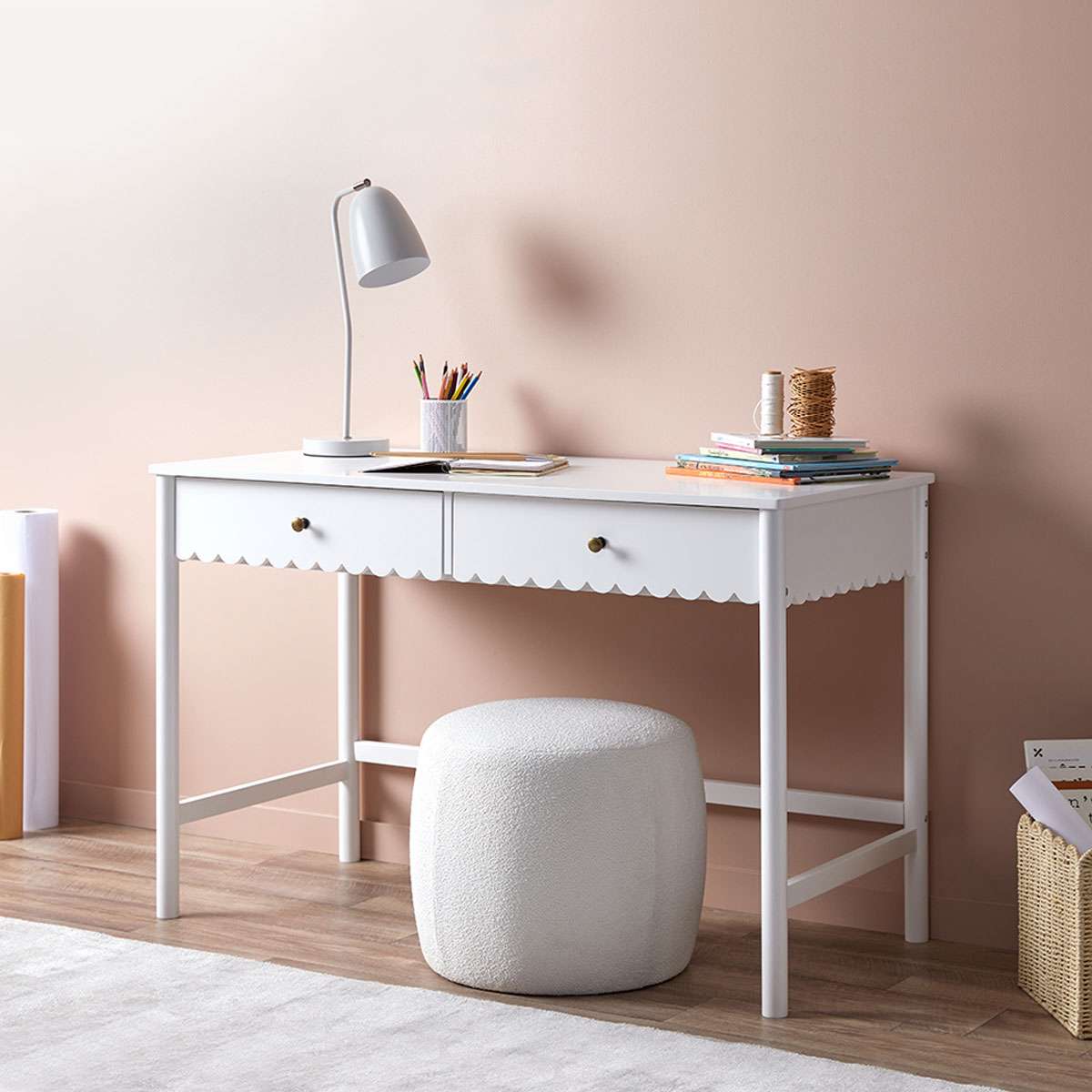 Maisie Scalloped Desk - White