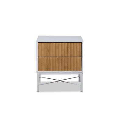 Nyla Bedside Table - White/Natural