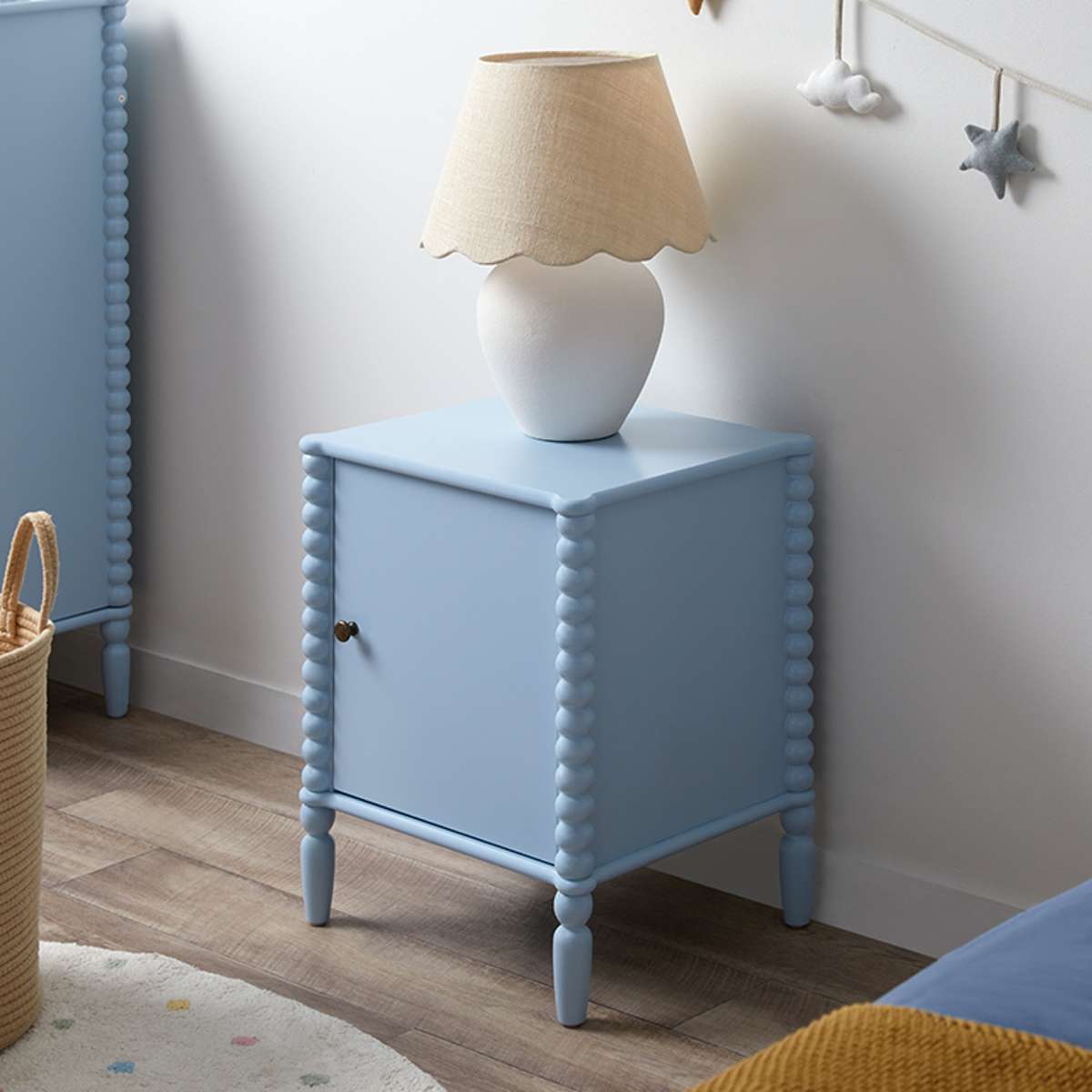 Betti Bobbin Bedside Table - Ice Blue