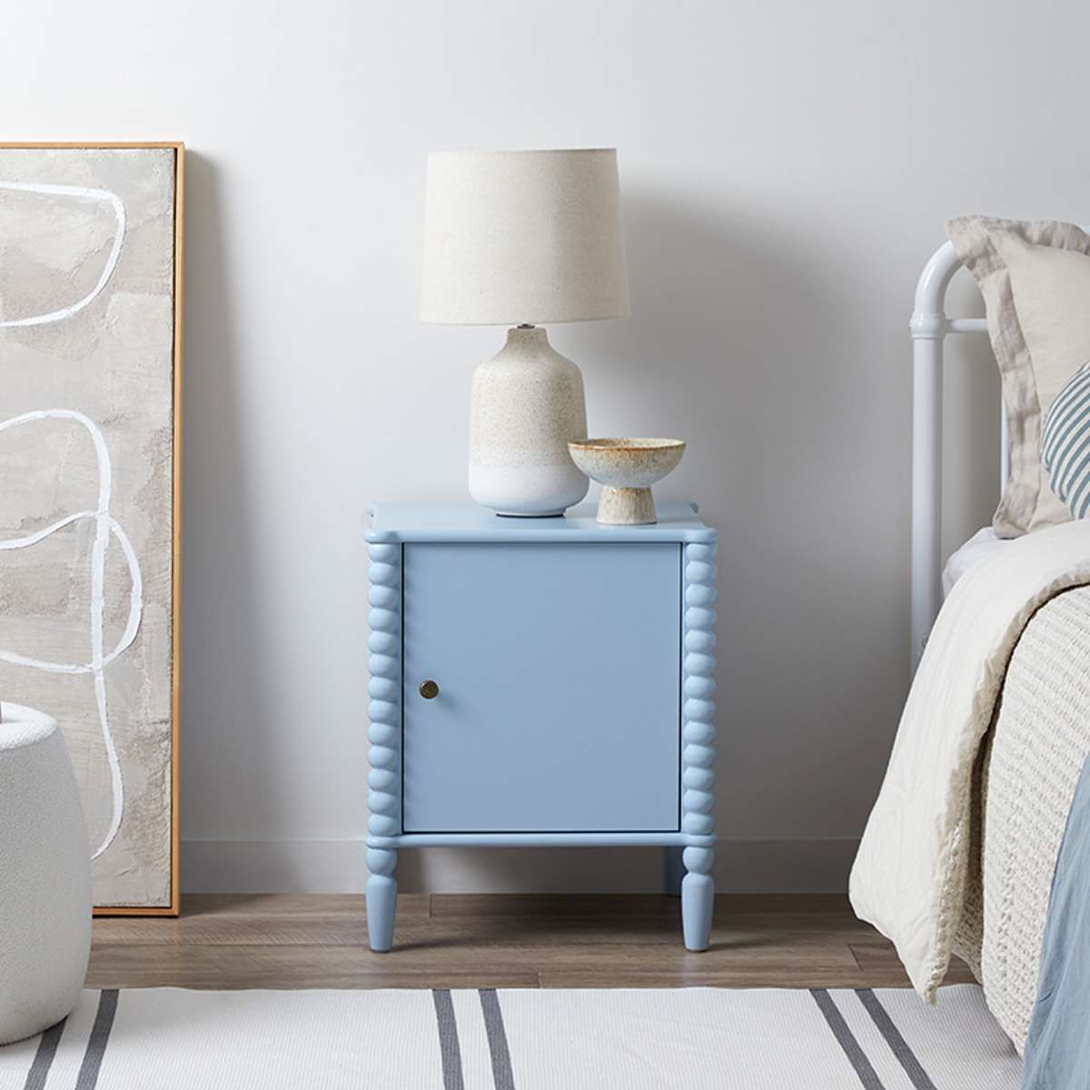Betti Bobbin Bedside Table - Ice Blue