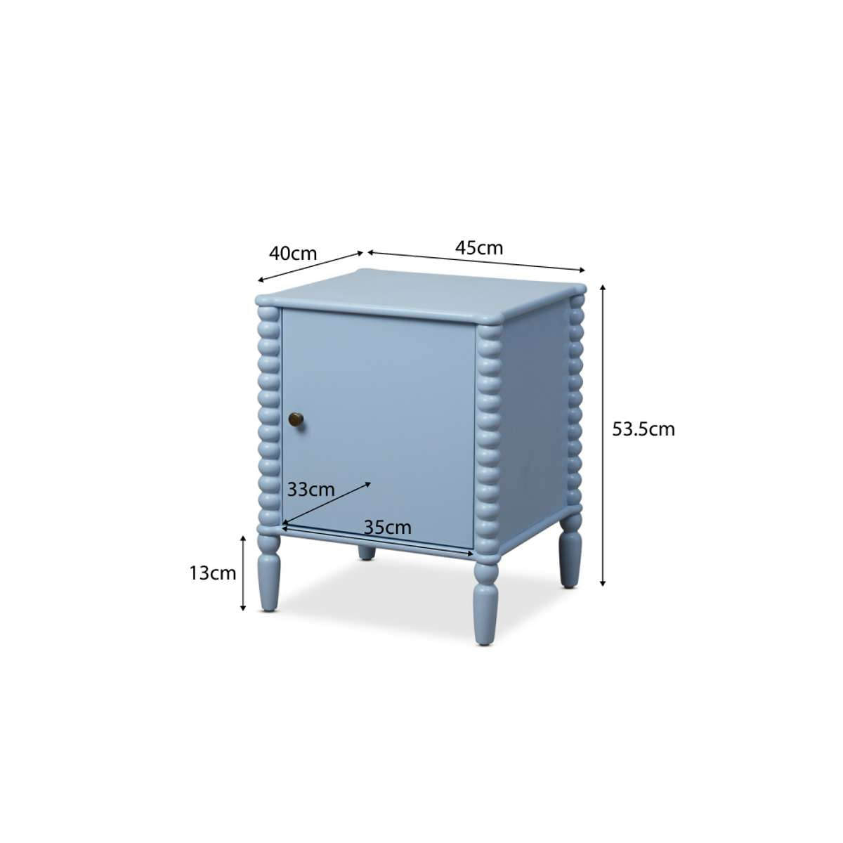 Betti Bobbin Bedside Table - Ice Blue