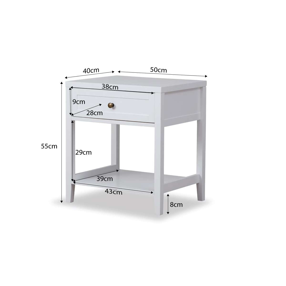 Cove Bedside Table - White