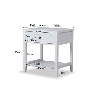 Cove Bedside Table - White