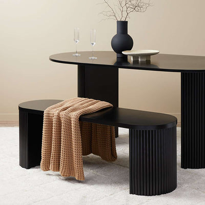 Eve Black Table Bench Seat and Avila Six Piece Dining Set