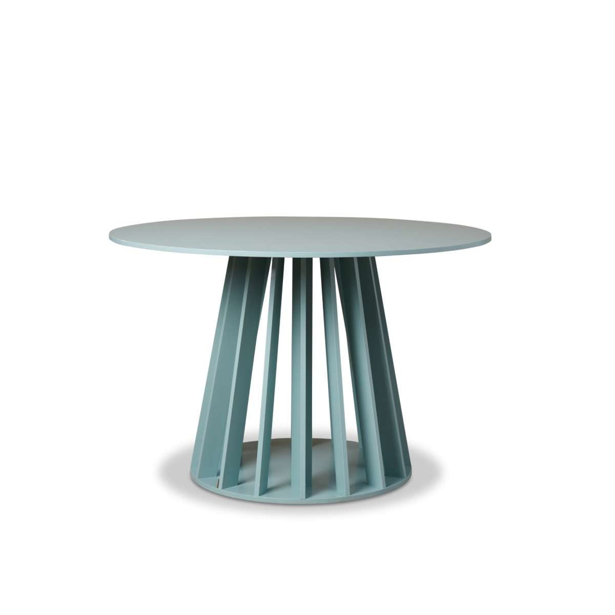 Rune Four Seater Slatted Round Dining Table - Sage