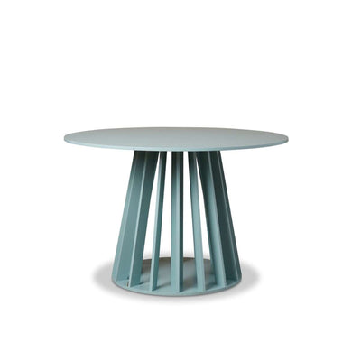 Rune Four Seater Slatted Round Dining Table - Sage