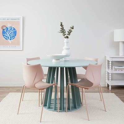 Rune Four Seater Slatted Round Dining Table - Sage