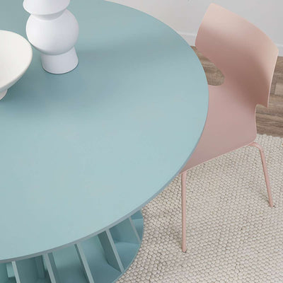 Rune Four Seater Slatted Round Dining Table - Sage