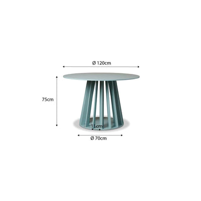 Rune Four Seater Slatted Round Dining Table - Sage