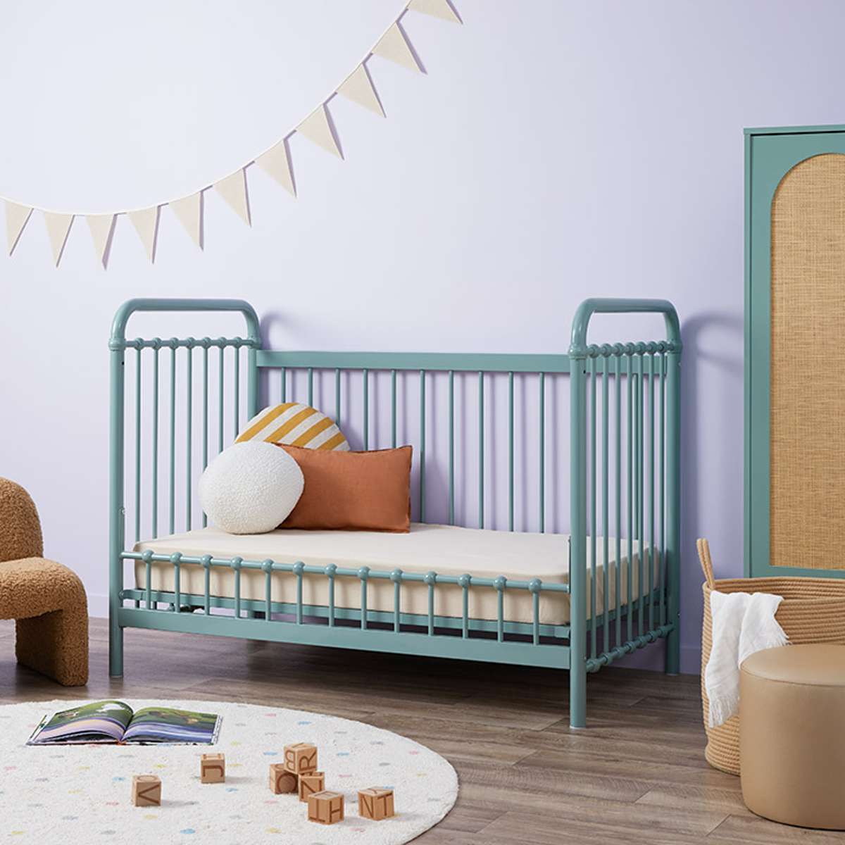 Sonata Cot Toddler Bed Conversion - Sage Green