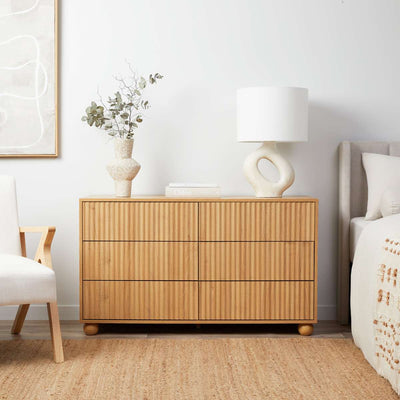 Deven Ball Feet Six Drawer - Natural