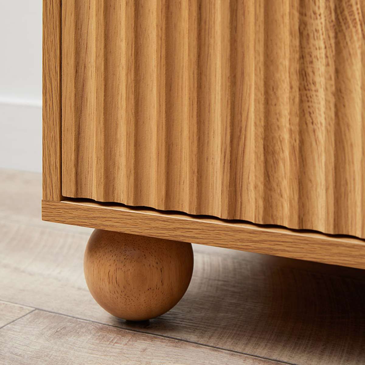 Deven Ball Feet Bedside Table - Natural