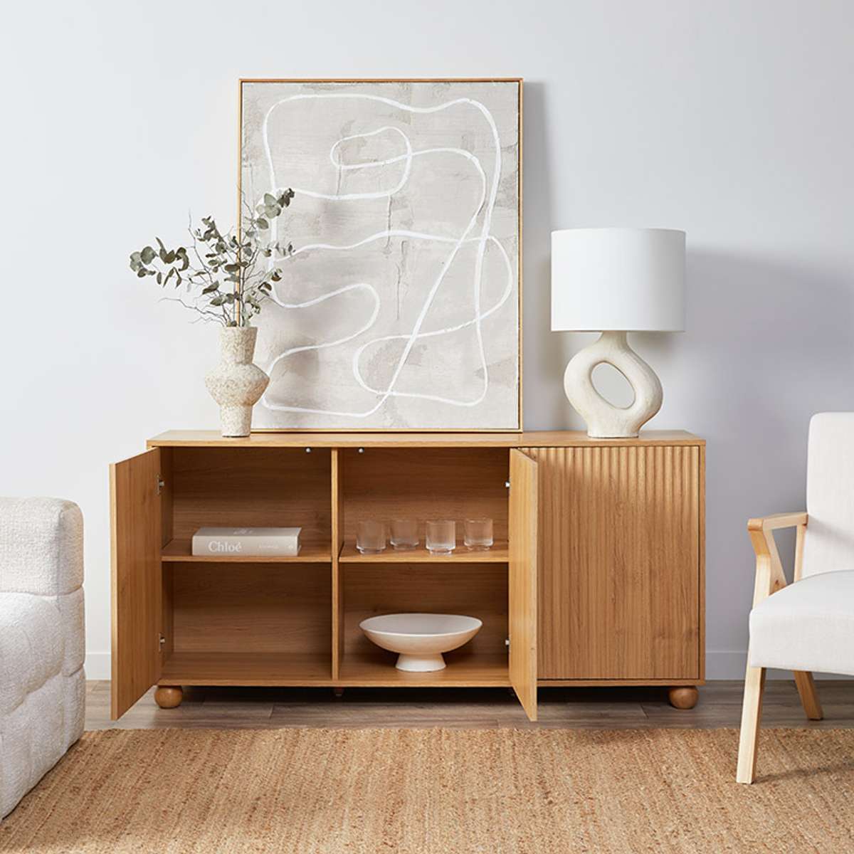 Deven Ball Feet Buffet - Natural