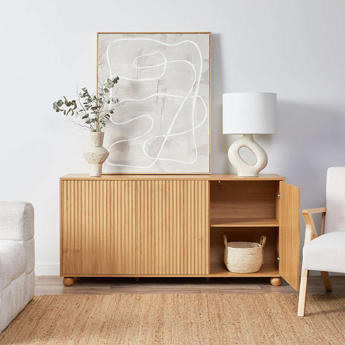 Deven Ball Feet Buffet - Natural