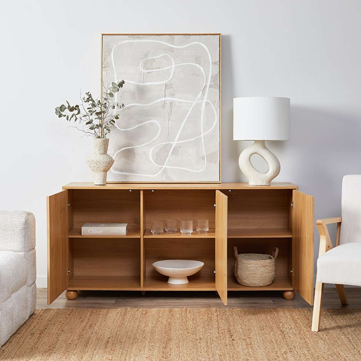 Deven Ball Feet Buffet - Natural