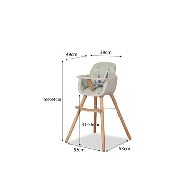 Jenson Natural Highchair - Sage Green