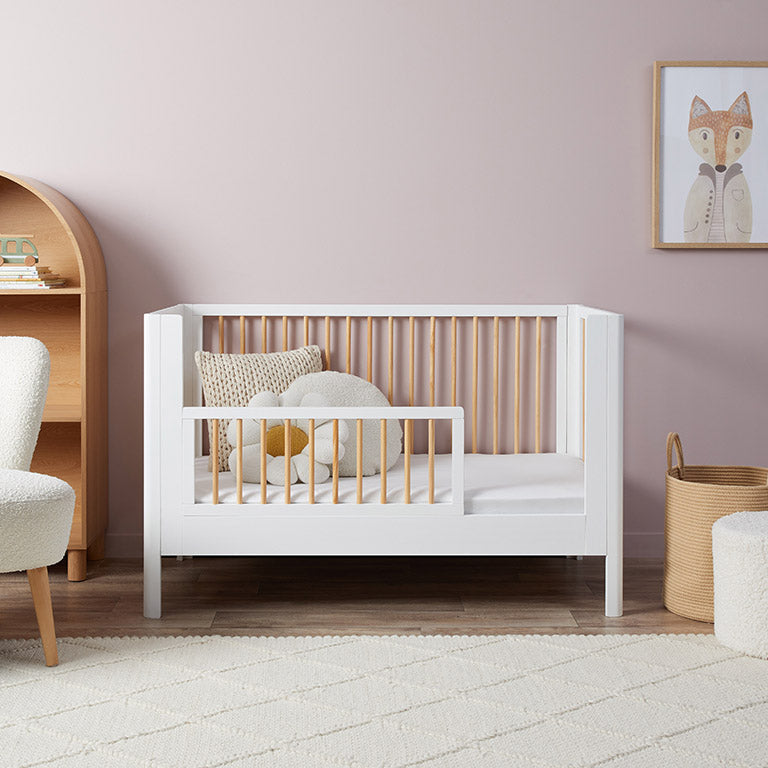 Fraser Coastal Cot Toddler Bed Half Frame - White/Natural