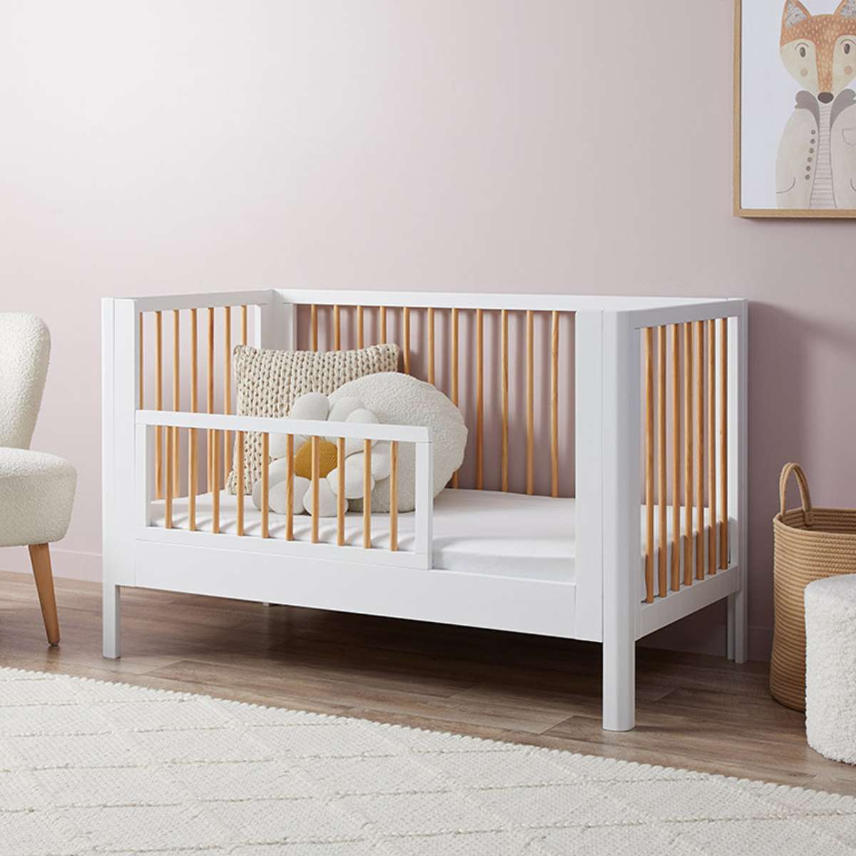 Fraser Coastal Cot Toddler Bed Half Frame - White/Natural