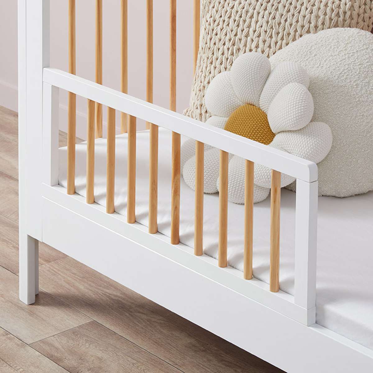 Fraser Coastal Cot Toddler Bed Half Frame - White/Natural