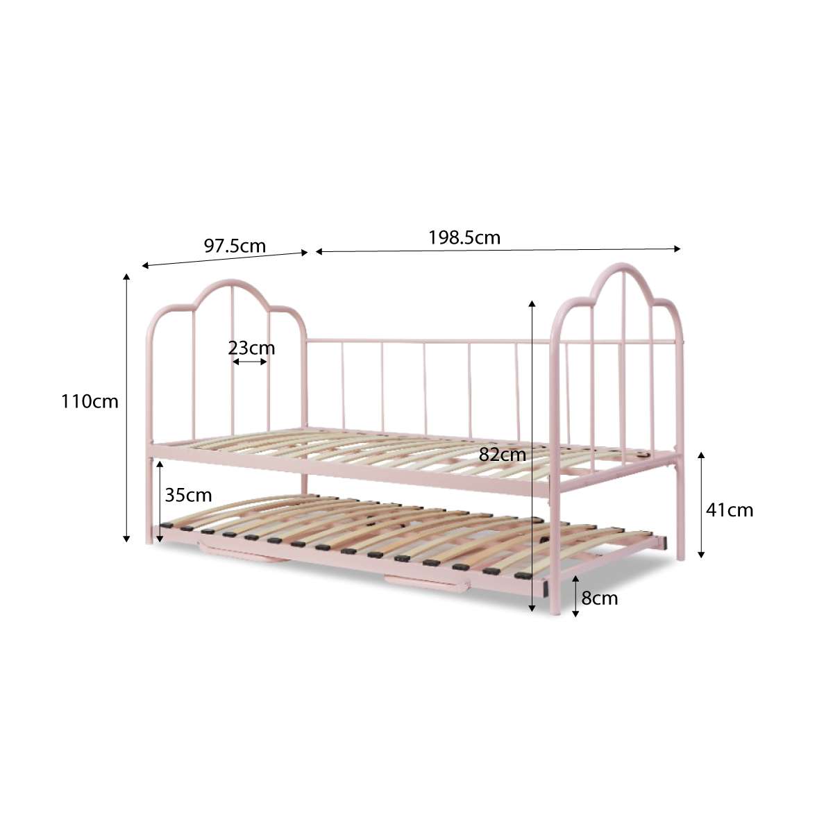 Dixie Day Bed With Trundle - Pink