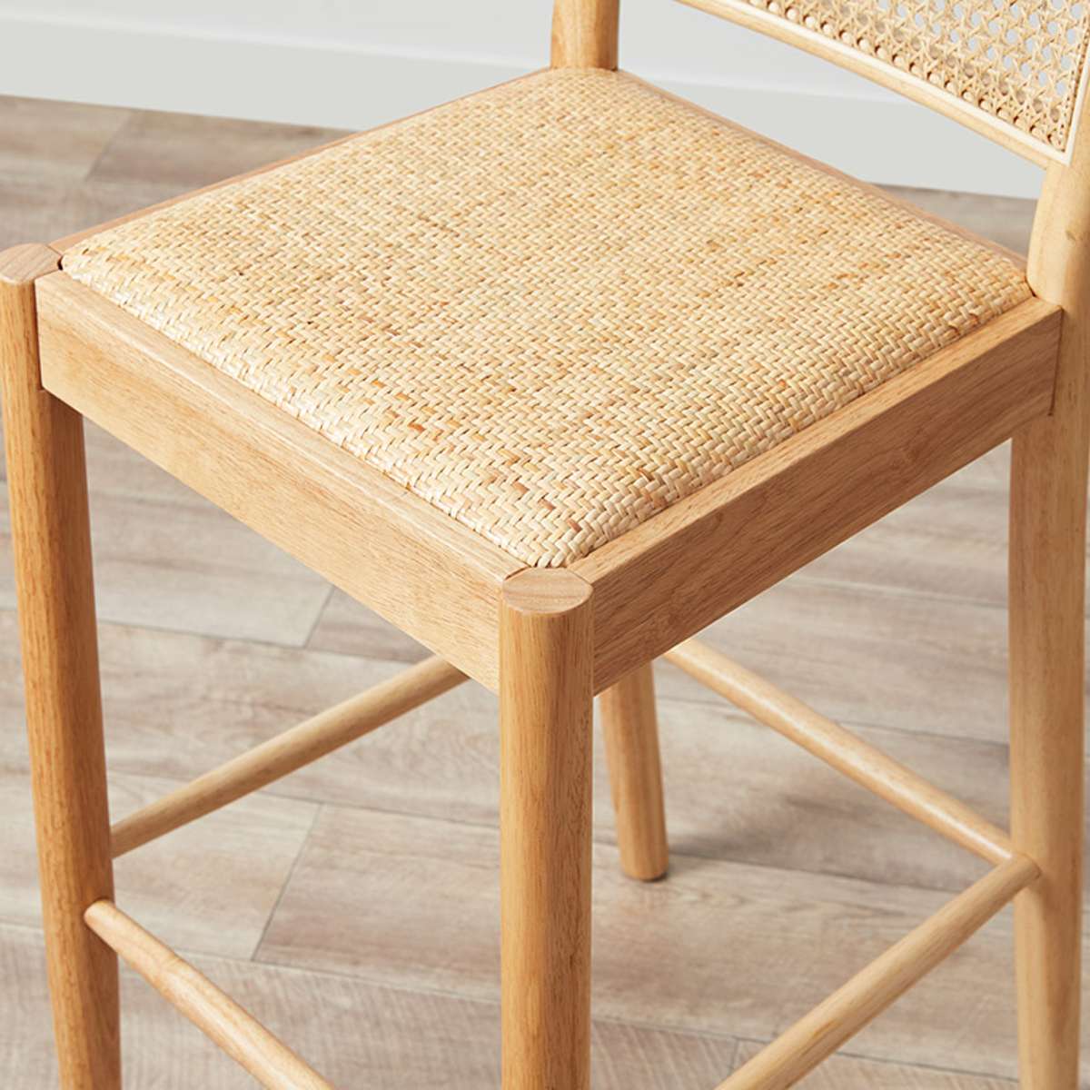 Mateo Curved Rattan Bar Stool - Natural