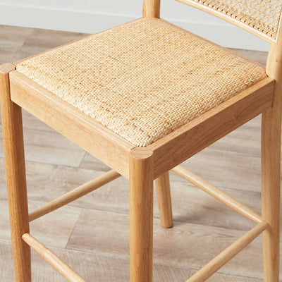 Mateo Curved Rattan Bar Stool - Natural
