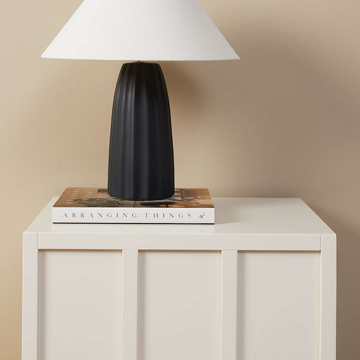 Emery Panel Bedside Table - Beige