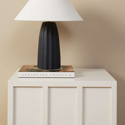 Emery Panel Bedside Table - Beige
