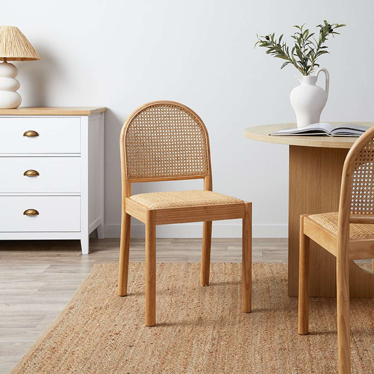 Mateo Curved Rattan Dining Chair - Set Of Two - Natural