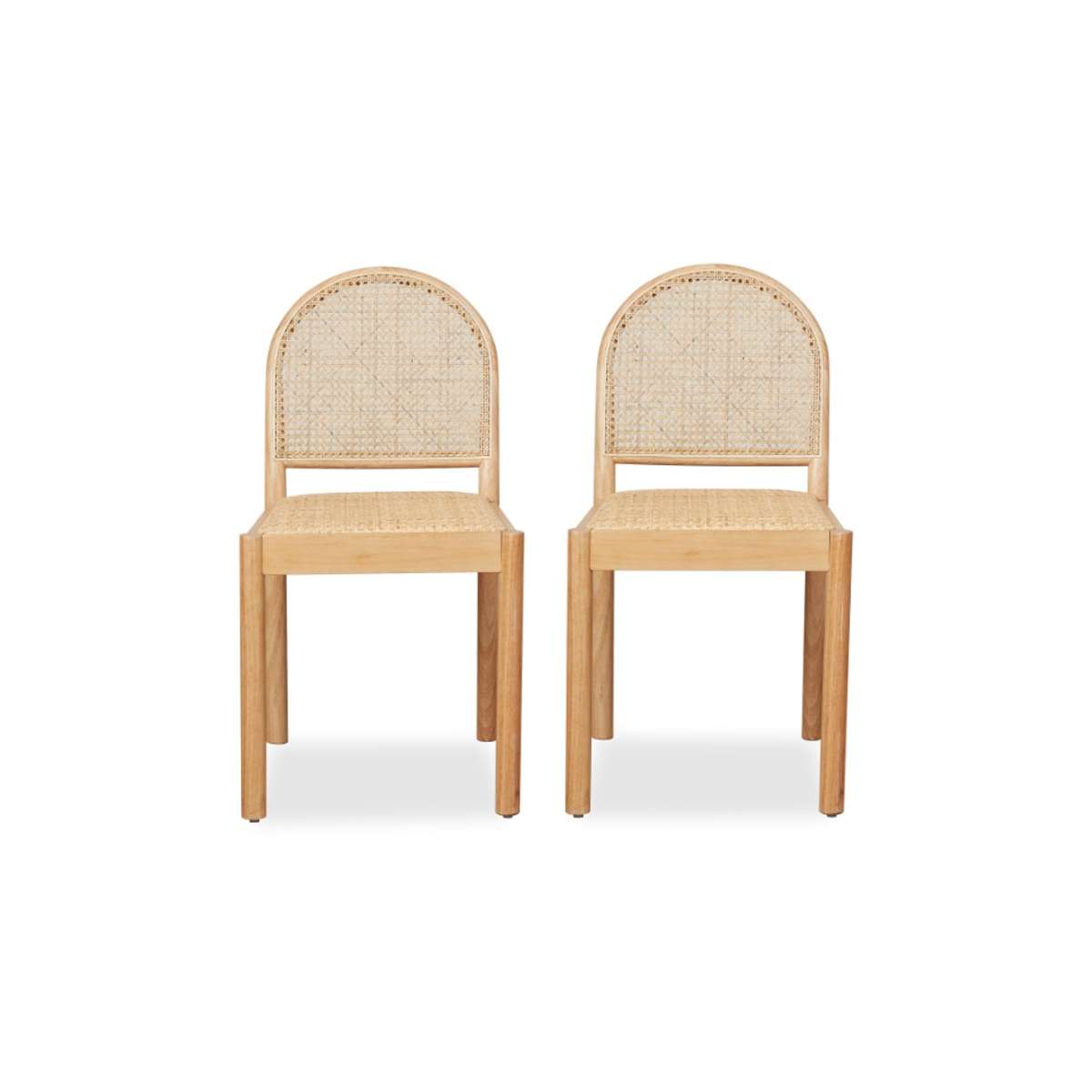 Mateo Curved Rattan Dining Chair - Set Of Two - Natural