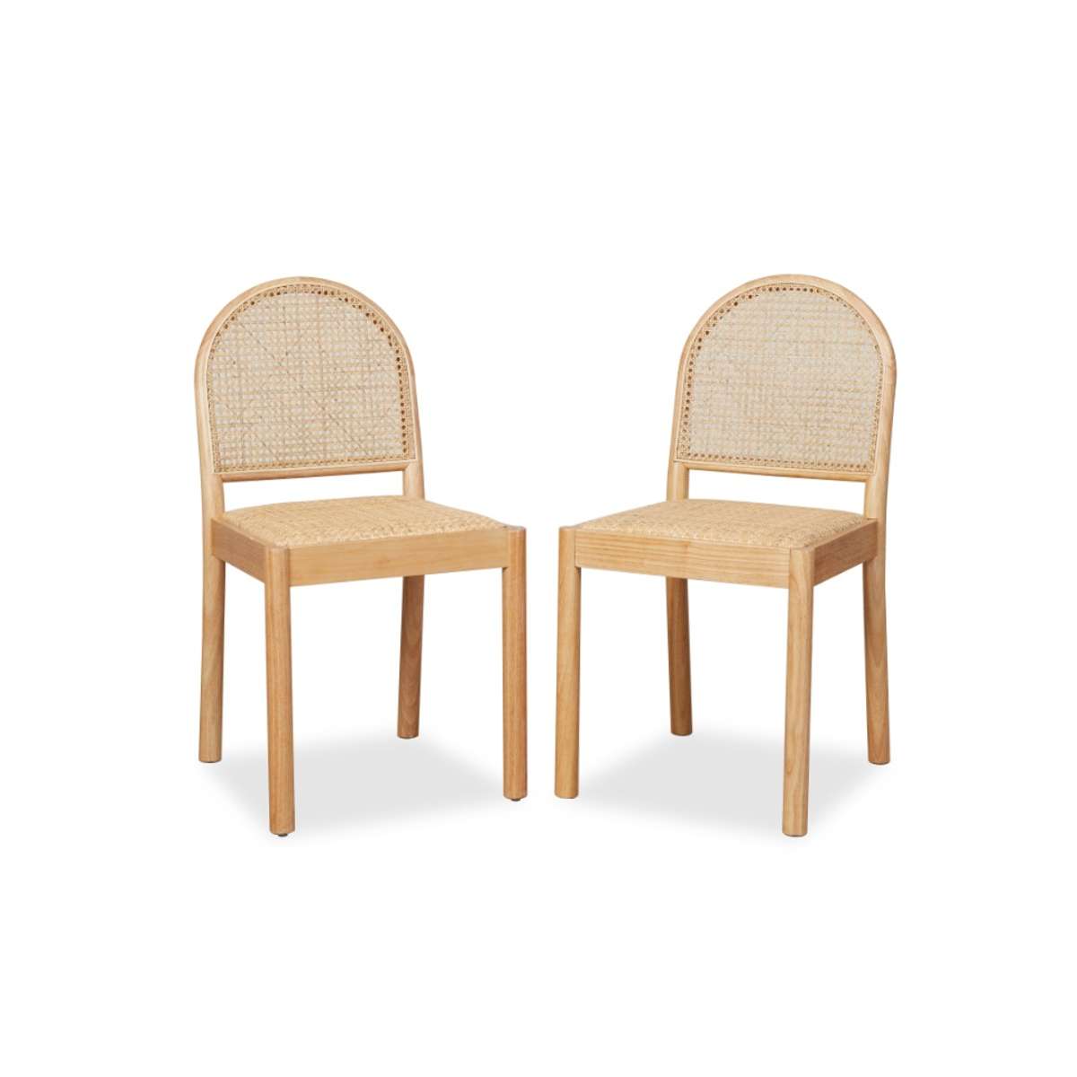 Mateo Curved Rattan Dining Chair - Set Of Two - Natural