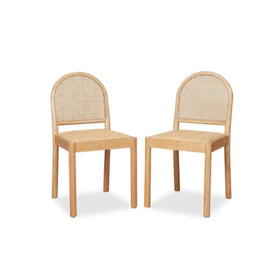 Mateo Curved Rattan Dining Chair - Set Of Two - Natural