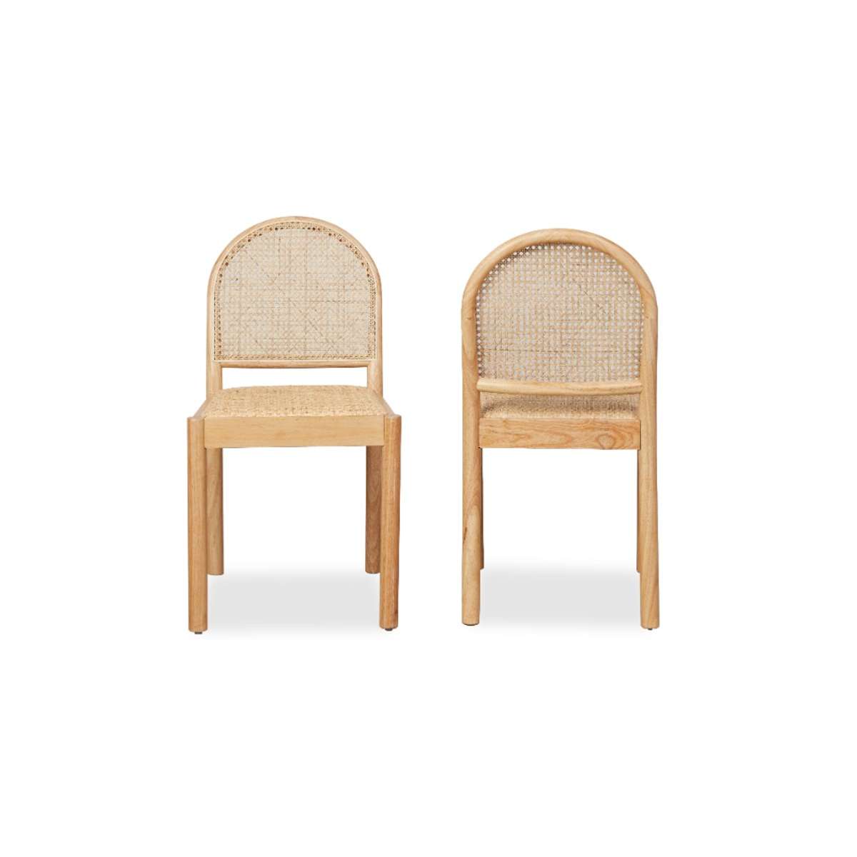 Mateo Curved Rattan Dining Chair - Set Of Two - Natural