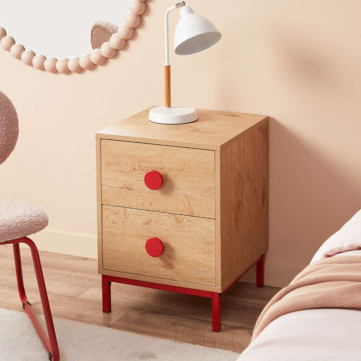 Spotty Bedside Table - Red