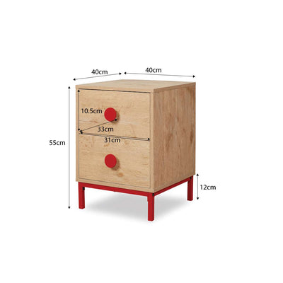 Spotty Bedside Table - Red