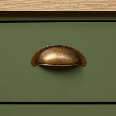 Hastings Three Drawer Bedside Table - Olive Green/Natural