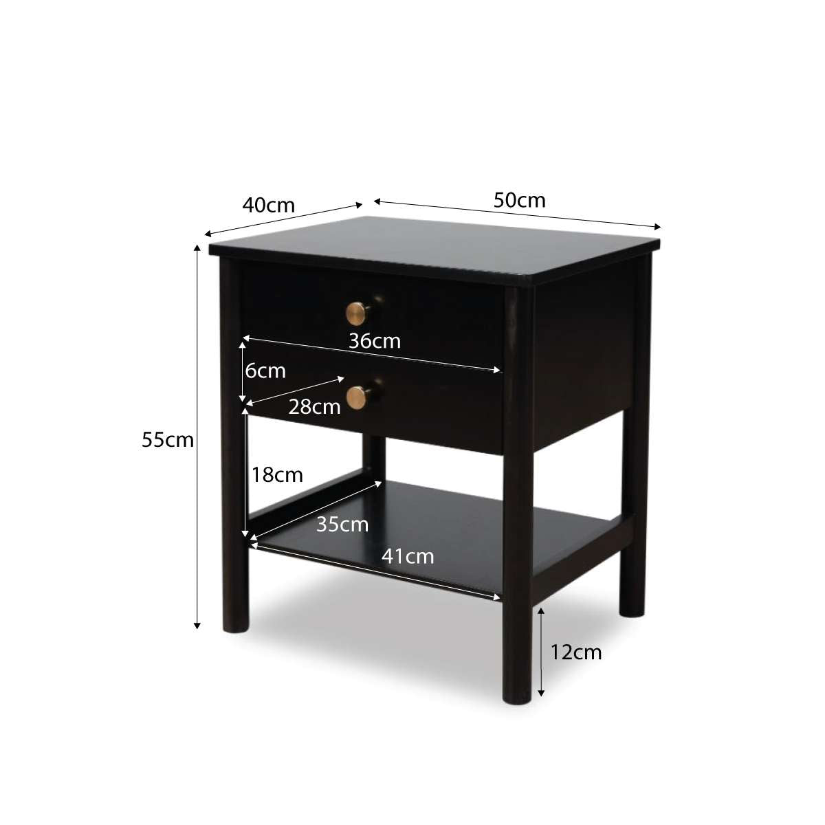 Delaney Bedside Table - Black
