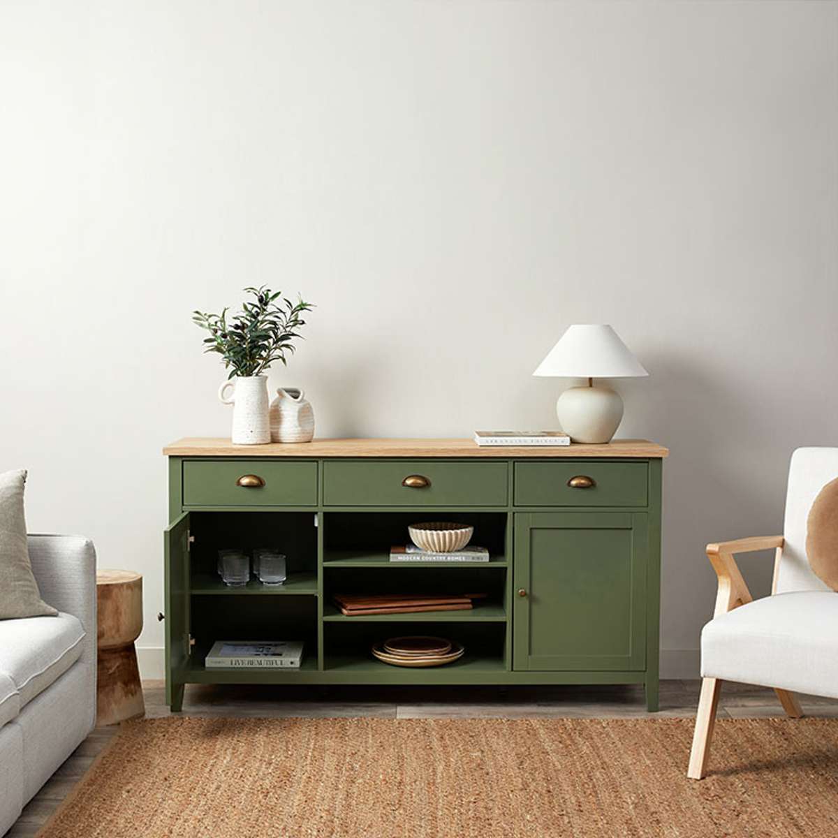 Hastings Buffet - Olive Green/Natural