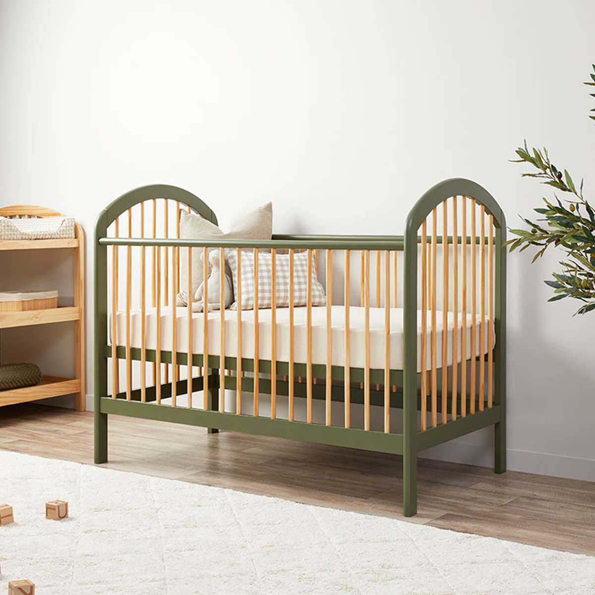 Archie Cot - Moss/Natural